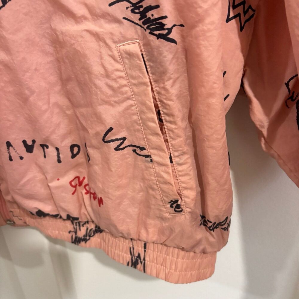 Adidas Originals RYV Allover Script Print Cropped Windbreaker Jacket Track Top - Picture 7 of 12